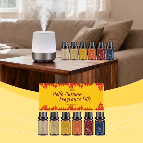 Coffret d'huiles essentielles d'aromathérapie automnales : Diffuse un parfum chaleureux pour créer une ambiance apaisante. Coffret d'huiles essentielles d'aromathérapie – 60 ml (6 x 10 ml) -- BIEMMEDU (1/5)