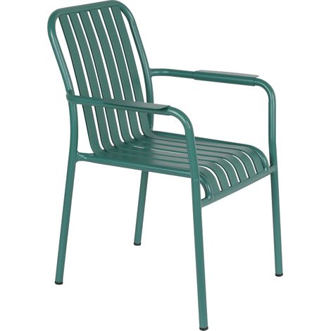 Chaise de terrasse avec accoudoirs en aluminium vert foncé (1/5)
