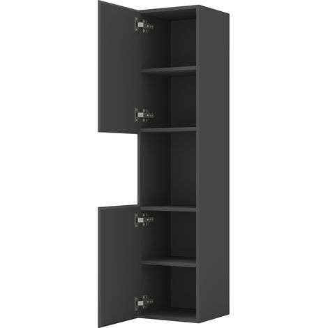 Hochschrank Hängeschrank Soft-Close Badschrank Badezimmer Schrank Anthrazit Matt 130 cm (1/3)