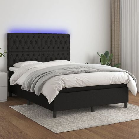 Boxspringbett mit Matratze & LED Schwarz 140x200 cm Stoff (1/5)