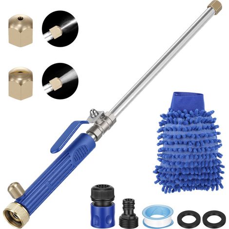 Pulitore elettrico a getto Crezuo per tubo da giardino, lancia ad alta pressione con 2 ugelli e connettore rapido, lavavetri per auto, patio, blu-Crezuo
