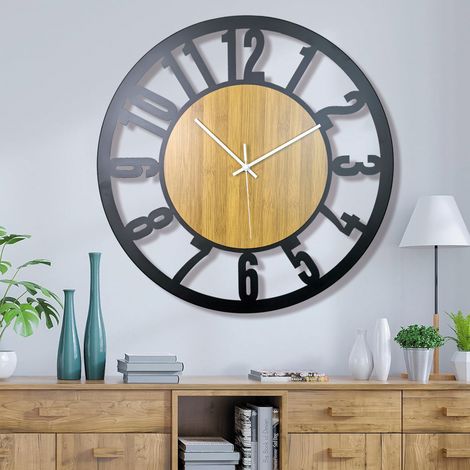 Horloge murale décorative, silencieuse et créative au design minimaliste pour le salon – Design élégant en fer forgé (33,5 cm) (1/3)