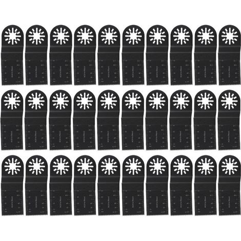 Lames de scie oscillantes noires en acier à haute teneur en carbone, résistantes à l'usure, lot de 30, pour la coupe du bois et des métaux tendres.