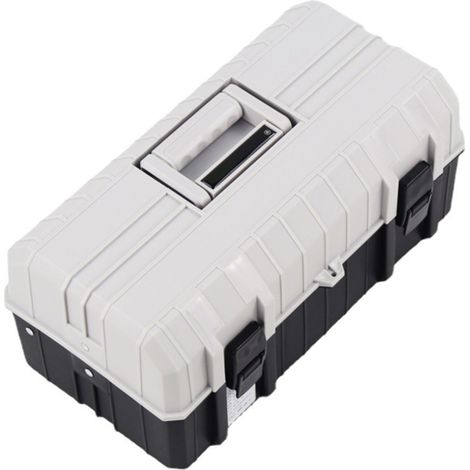 Boîte à outils de rangement en plastique, boîte à outils portable à 3 niveaux, boîte de rangement pour loisirs créatifs, organiseur d'outils multiple pour outils de maison, clous et épingles, noir-gri (1/5)