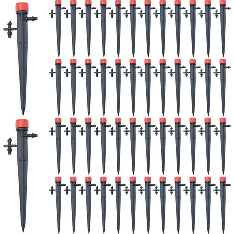 Goutteur Irrigation - Lot 50 - Polypropylène - Réglable 360 Degrés - Jardin Potager - Rouge (1/5)