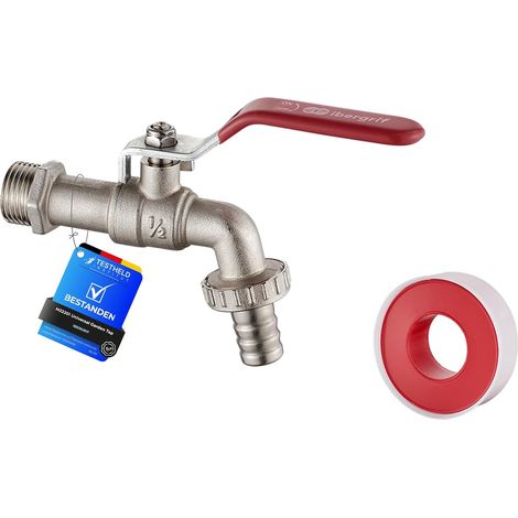 Robinet Exterieur Jardin 1/2 - Robinet Jardin avec Adaptateur, Robinet Antigel -10 ℃, Résistance à Haute Température 120 ℃, Antirouille, Robinet D'arrosage à Sphère, Laiton (1/5)