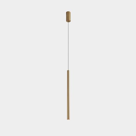 LedsC4 Stylus - Lámpara Colgante de Techo LED 9.7W y 412lm con Luz Cálida 3000K. Diámetro 6cm. Estructura de Aluminio. Color Oro (1/3)