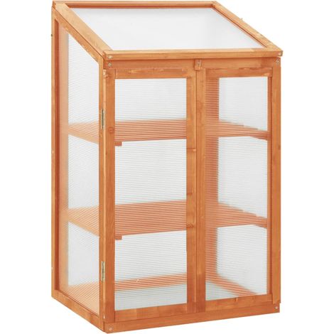 Serre tente abri plante fleur légumes 60 x 45 x 100 cm bois de sapin marron