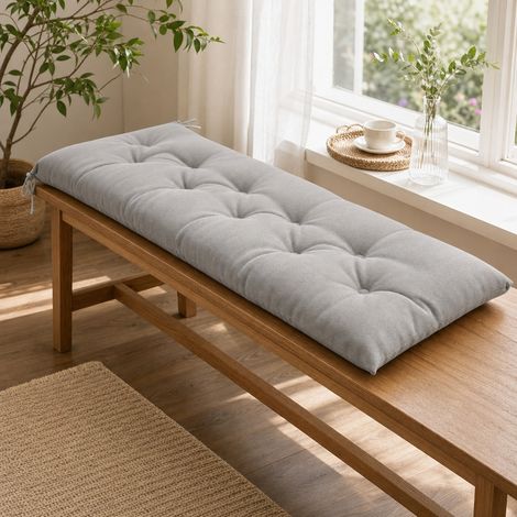 Coussin de Banc 100 x 50 x 8 cm Polyester Gris Clair - Coussin de Chaise Long pour Canape Jardin (1/5)