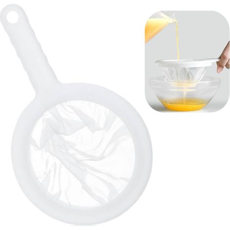 Set di 2 imbuti filtranti a maglia fine in nylon 400 con manico, filtro da cucina per succhi, latte e caffè.