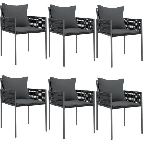 Maison Exclusive - Sedie da Giardino con Cuscini 6pz Nere 54x61x83cm in Polyrattan