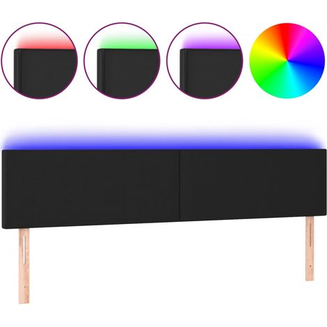 Tête de lit,Panneau décoratif à LED Noir 180x5x78/88 cm Similicuir CFW7976382 (1/5)
