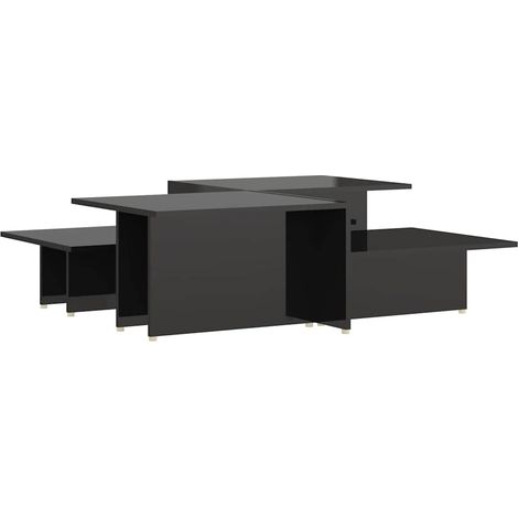 Maison Exclusive - Mesa de centro 2 pzas madera contrachapada neg (1/5)