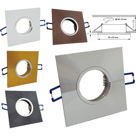 Portafaretto quadrato fisso incasso controsoffitto lampade lampadine led gu10 gu5.3 mr16  Oro (1/5)