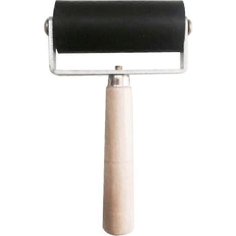 Rouleau encreur en caoutchouc avec manche en bois massif pour impression, scrapbooking, papier peint et tamponnage.-11.00X6.00X4.00CM (1/3)
