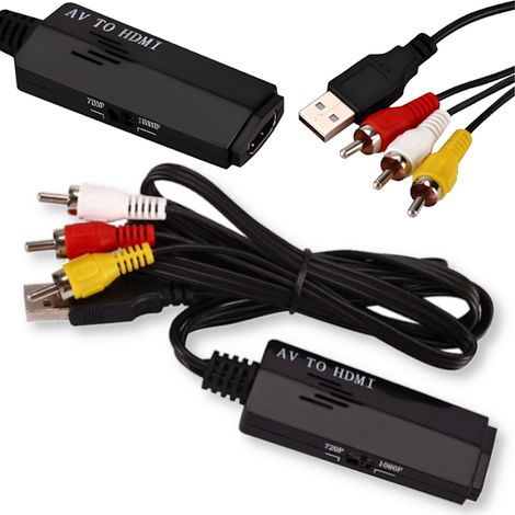 Cable adaptador convertidor de imagen y sonido de AV 3x cinch a HDMI (1/5)