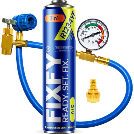 Kit de recharge climatisation R1234YF 500 ml – Tuyau avec manomètre – Huile lubrifiante incluse – Recharge facile pour voitures 2017+