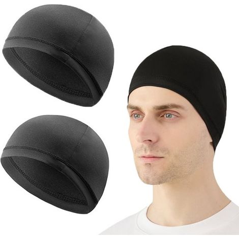 Zweiteiliges Fahrradhelm-Innenfutter, hochelastisch, schnelltrocknend, staubdicht, Sonnenschutz, Unisex, für Radfahren, Laufen und Outdoor-Aktivitäten – Schwarz (1/5)