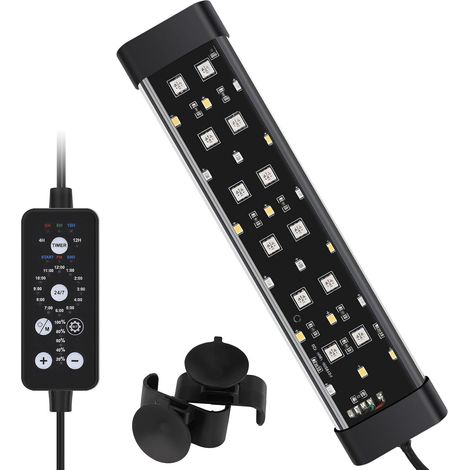 Éclairage Led Submersible pour Aquarium, 8W, Lampe 24/7 Spectre Complet avec 9 Couleurs et 10 Niveaux de Luminosité Réglables pour Bac de 20-43cm (1/5)