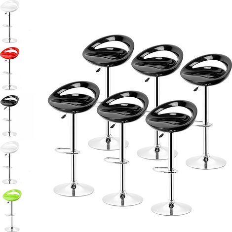 Lot de 6 tabourets chaise de bar 55-75cm en ABS noir (1/5)