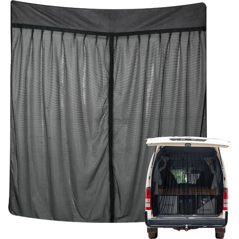 Couverture de Porte D'Aile Grande Taille Grande Taille,Moustiquaire pour Porte Arrière De Camionnette,Moustiquaire Magnétique en Maille Noire,pour Camping-Car,Caravane,Van et Camping(165 165cm) (1/5)