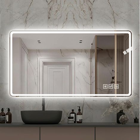 LED-Badezimmerspiegel 60 x 100 cm rahmenlos, anti-beschlag, 3 Lichtfarben, IP44 HAVRYA (1/5)