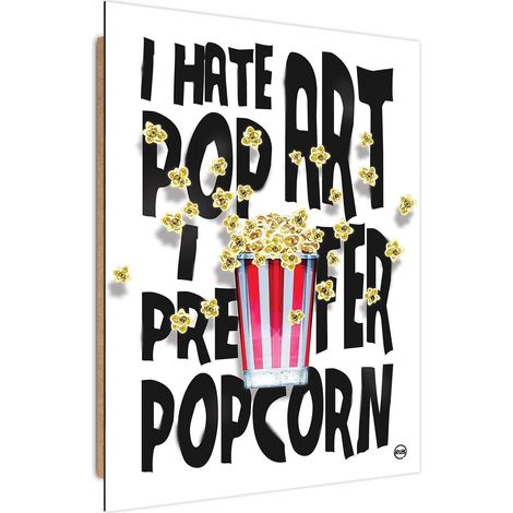 Tableau bois je préfère le pop-corn - 50 x 70 cm (1/5)