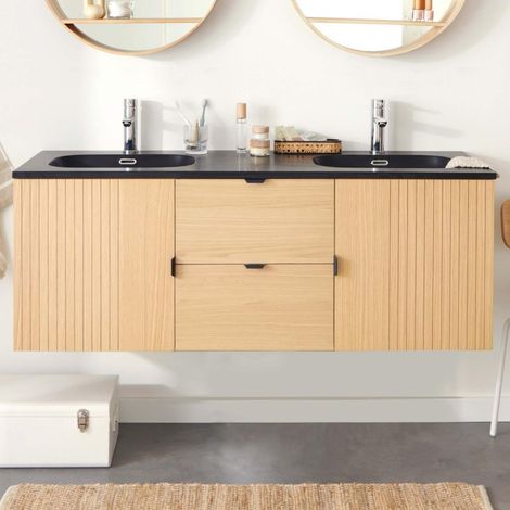 Doppelwaschtisch 140cm Eiche, Becken und Armaturen STUDIO (1/5)