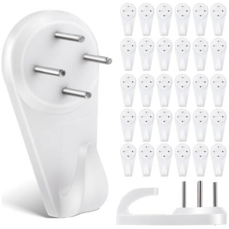 50 Pack White Wall Hooks No Drill Nailing Hooks Invisible Multi-Function Wall Picture Hooks No Drilling for Hanging Picture Frames Paintings Clocks (1/5)