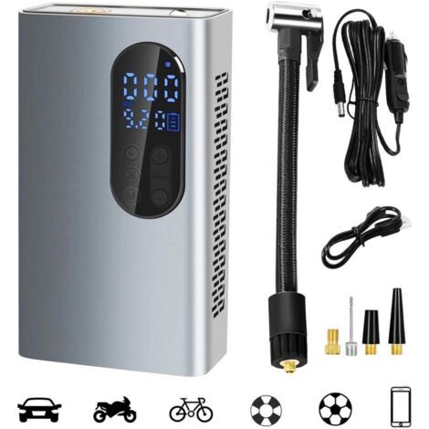 Compresseur À Air Portatif 150 PSI,Rechargeable Mini Gonfleur Pneus Voiture sans Fil, Electrique Compresseur Accessoires avec Lampe LED pour Voiture, VÉLo, Moto, Ballon Gonflable (1/4)