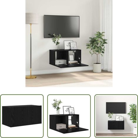 Meuble TV noir - Ensemble meuble TV Noir 60 x 30 x 30 cm Bois d'ingénierie (1/5)