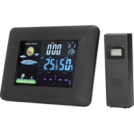 Drahtlose digitale Wetterstation für den Innen- und Außenbereich mit Thermometer, Temperatur- und Feuchtigkeitssensor, Wetteralarm und 100–240-V-EU-Stecker (1/5)