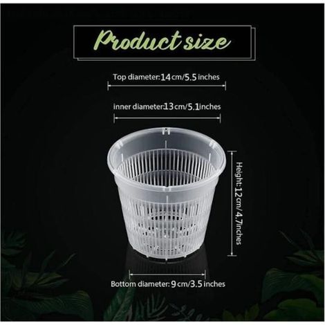 Set di 10 vasi trasparenti per orchidee da 14 cm con fori di drenaggio, realizzati in plastica resistente, ideali per il drenaggio e la propagazione. (1/5)