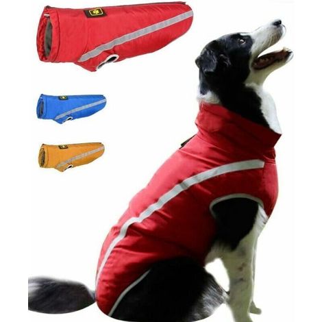 Cappotto impermeabile per cani, giacca invernale calda, abbigliamento antivento per cuccioli, gilet riflettente per cani di piccola, media e grande taglia - Foderato in pile, con foro per pettorina, r (1/4)