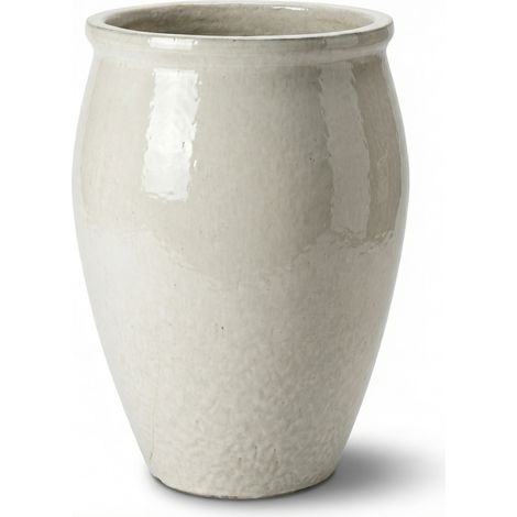 Provencelia Pflanzkübel Bacchus Ø36 cm Höhe 52 cm frostbeständig, keramisch, handgefertigt, Cremefarbe (1/4)