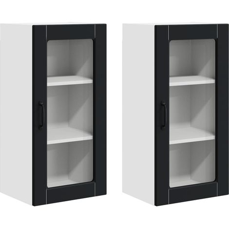Maison Exclusive - Mobile in vetro da parete LUCCA 2 pcs Nero 40 x 31 x 80 cm