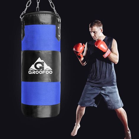 Sac de Boxe pour Enfants Sac de Frappe Oxford Robuste Entraînement de Boxe, Sac Non Rempli avec Chaîne de Montag,Bleu,10033CM
