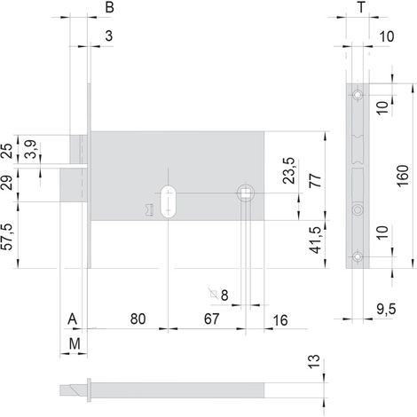 SERRATURA DA INFILARE PER FASCIA PER ALLUMINIO ART. 44460 E80 - CISA