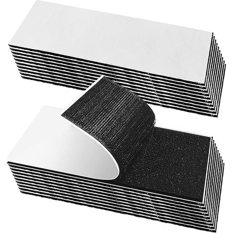 Rubans Adhésifs 20 Pièces, Scratch Autocollant Double Face 50 x 100mm et 30 x 100mm, Bande Auto Agrippante Bande pour Ménage, Bricolage Et L'Artisanat (Noir) (1/5)