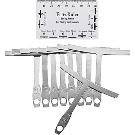 9 pièces sous la jauge de Rayon de Corde et la règle de jauge d'action de Corde pour Les ajustements de la Selle de Pont de Configuration de Guitare et de Basse (1/5)