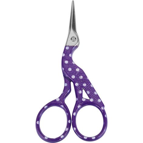 Mini ciseaux broderie grue acier carbone coloré(pointu blanc violet) (1/5)