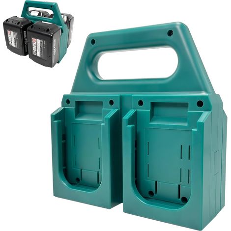 Ce porte-piles à quatre emplacements est compatible avec les batteries Makita 18V et facilite leur rangement. Il empêche les batteries de tomber. (1/5)