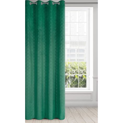 Rideau en Velours avec Motif géométrique et œillets - 1 pièce - Rideau pour Porte de Balcon à Motifs, Aspect Velours - Uni Moelleux (1/5)