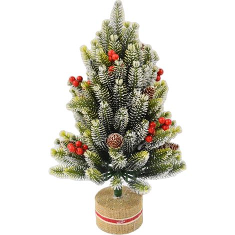 MA MAISON ALBERO DA TAVOLO CON PIGNE E BACCHE ROSSE COLORATE 32H CM (1/2)
