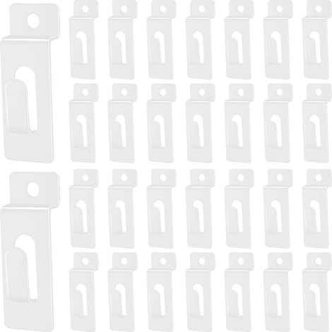 30 ganchos ranurados para estantes - Ganchos ranurados para exhibir fotos en estantes - Para colgar marcos de fotos, cuadros y obras de arte - Para uso en el hogar y la oficina (blanco) (1/4)