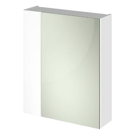 Nuie Athena Gloss White 600mm Mirrored Cabinet with Offset Door - OFF118 (1/5)