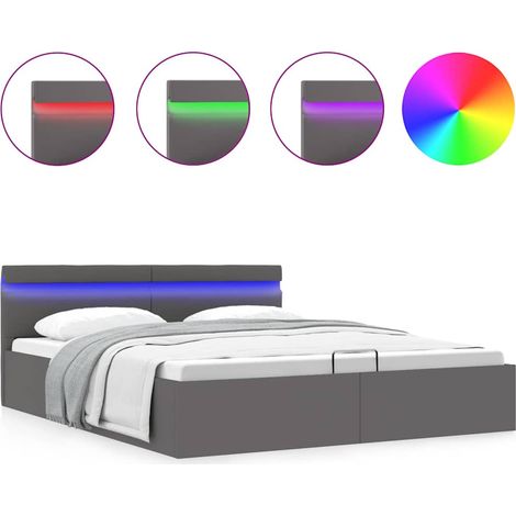 Maison Exclusive - Bett mit Bettkasten Hydraulisch LED Grau Kunst (1/5)