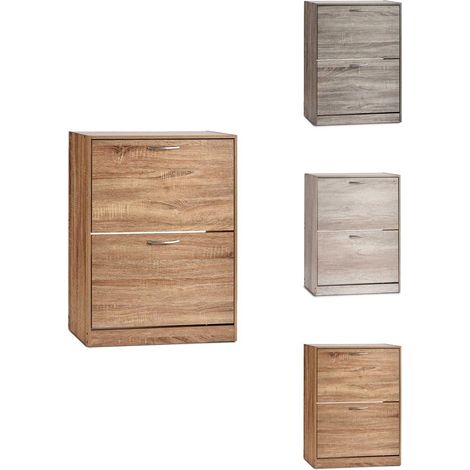 Zapatero de Madera con Dos Cajones– Armario Almacenamiento Abatible para Recibidor – Mueble Auxiliar (1/5)