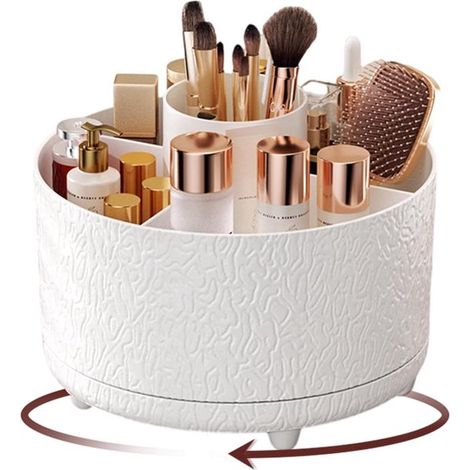 Kosmetik-Organizer für Make-up und Pinsel 360° drehbar Aufbewahrungsbox für Lippenstift und Lidschatten Für Schminktisch und Badezimmer (1/5)