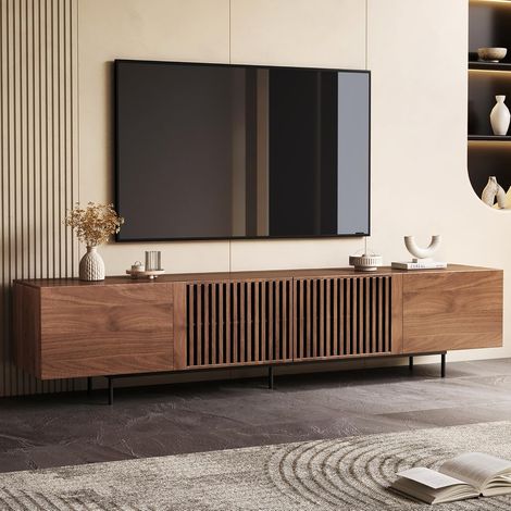 TV-Schrank 180 cm für 70" Bildschirm, Nussbaum-Farbe, mit Stauraum, für Wohnzimmer